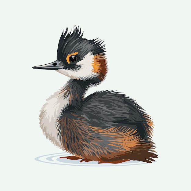 Vector cute grebe cartoon style