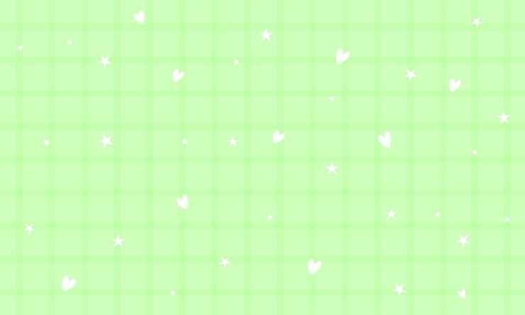 Vector vector cute green gingham plaid checkered pattern with heart and star background wallpaper