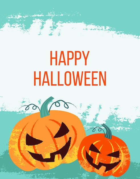 Vector cute Happy Halloween design template Hand drawn colorful vector illustration