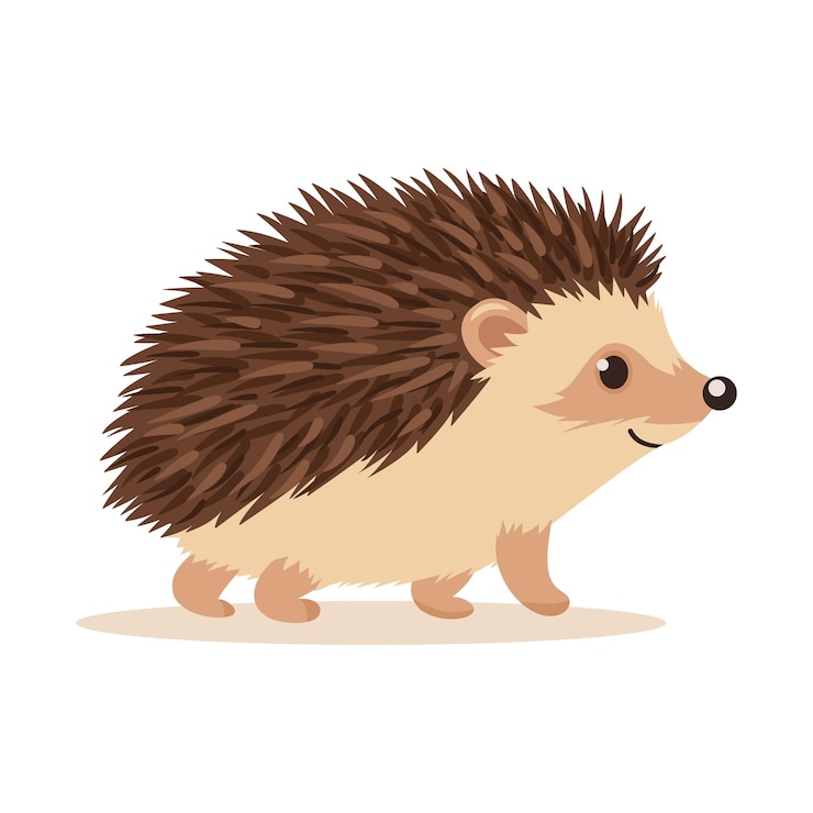 Vector vector cute hedgehog flat little hedgehog icon adorable walking hedgehog cartoon character geïsoleerd op witte achtergrond side view