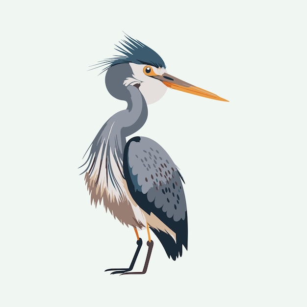 vector cute heron bird cartoon style