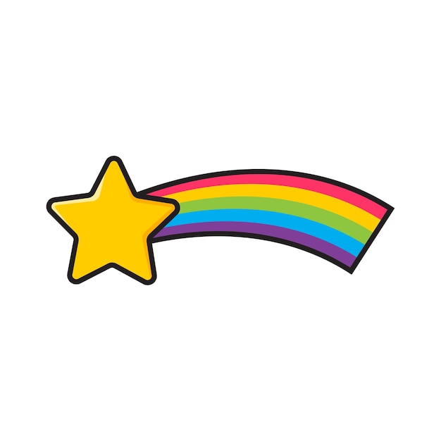 Vector cute illustration of star with rainbow tail