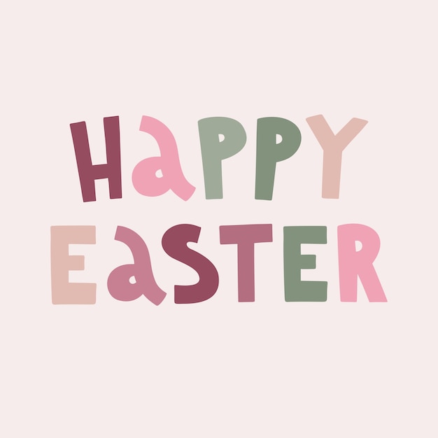 Vector cute illustration with easter lettering and pastel colors