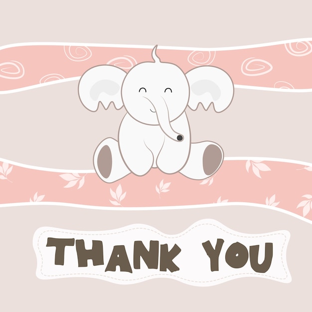 Vector vector cute kawaii animal collection cartoon thank you card background