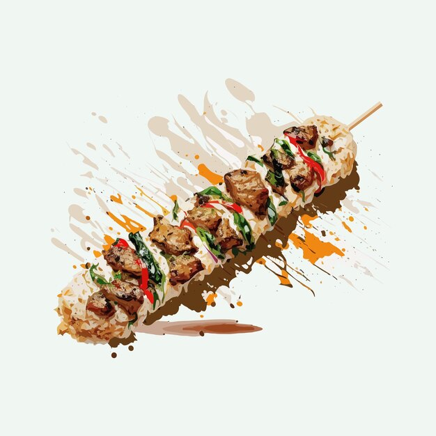 Vettore vettore carino kebab in stile cartone animato