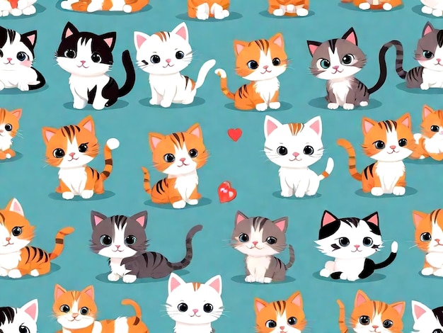 Vector vector cute kittens cartoon characters collection ai_generated