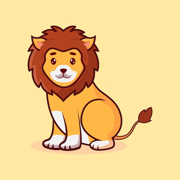 vector cute lion sitting cartoon vector icon illustration