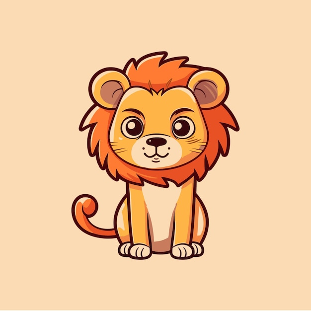 vector cute lion standing cartoon vector icon