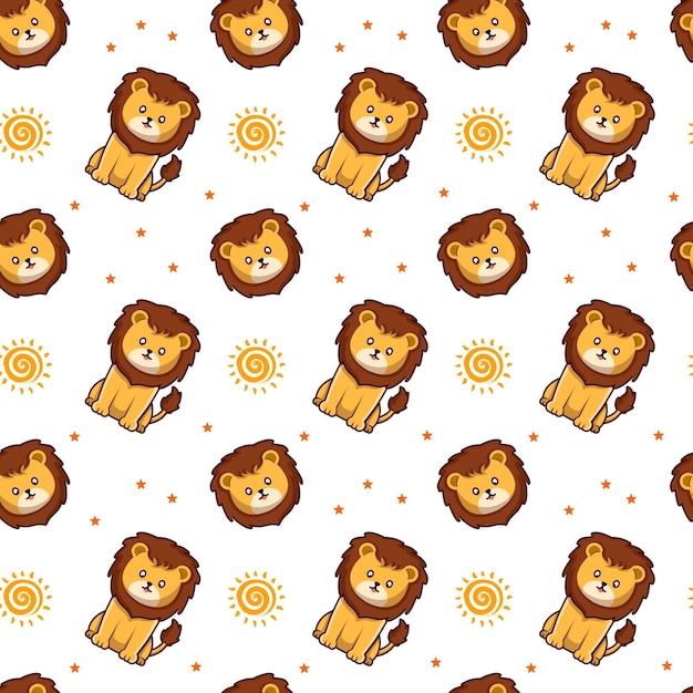vector cute little lion seamless pattern for children