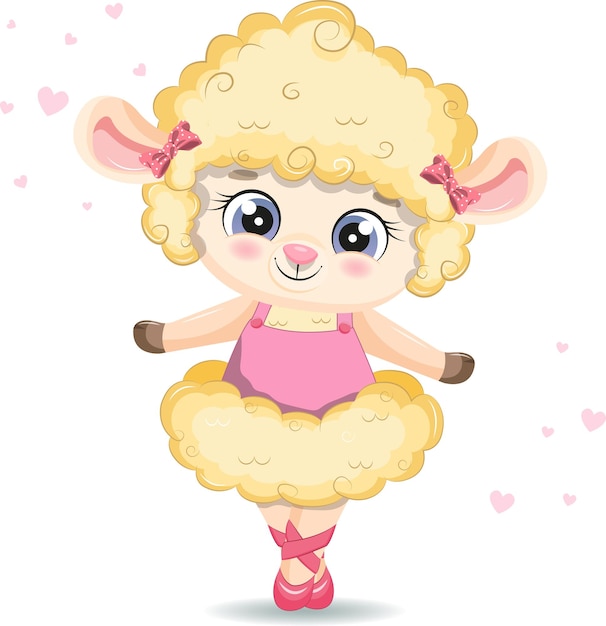 Vector Cute Little Sheep Ballerina