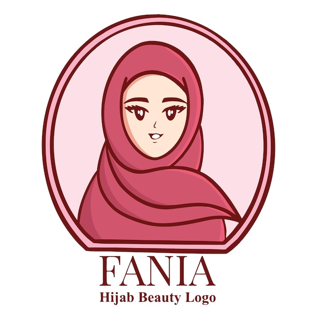 벡터 귀여운 로고 hijab 여성 로고 컬렉션