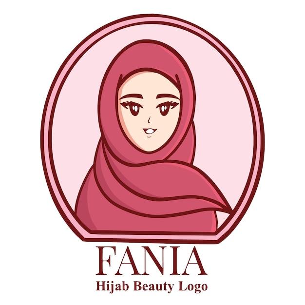 벡터 벡터 귀여운 로고 hijab 여성 로고 컬렉션