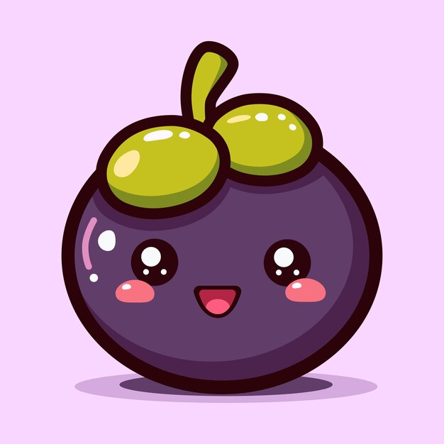 Vector vector cute mangosteen fruit flat illustration