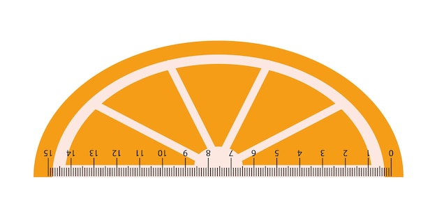 Vector cute measuring ruler School ruler in the shape of orange slice Fruit measuring tool Student ruler with orange Centimeter scales