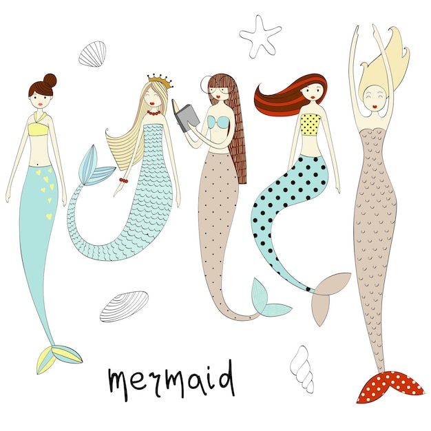 Vector cute mermaid