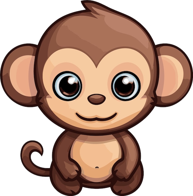 Векторная милая иллюстрация персонажа мультфильма про обезьяну
