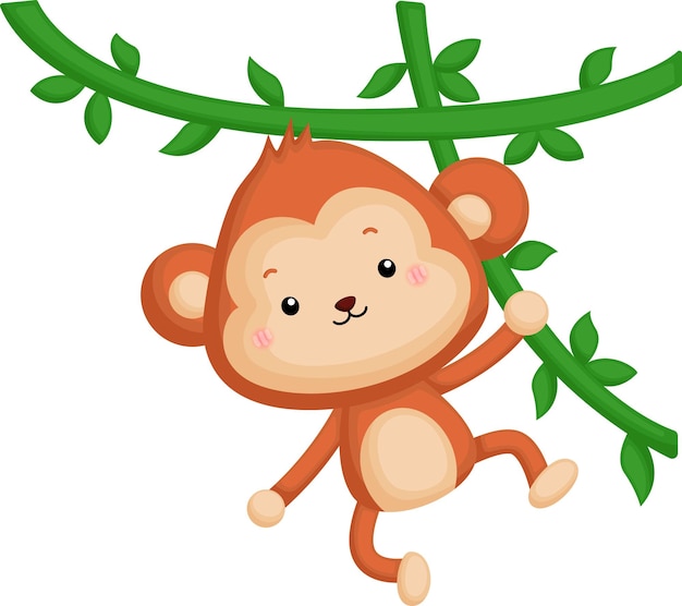 Vector a vector of a cute monkey hanging on a vine