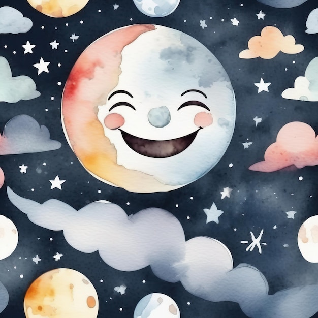 Вектор Вектор милый лунный характер градиент блестящие облака цвета белая коллекция