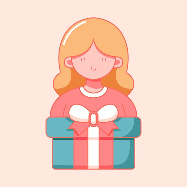 vector cute mother with a gift for mother39s day illustration