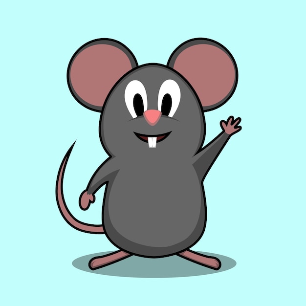 Vector vector cute mouse smiling and waving hand