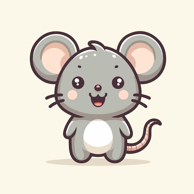 Vector vector cute mouse standing with happy pose cartoon vector icon illustration