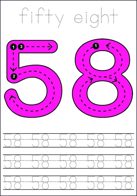 vector cute number 1 to 100 tracing worksheets