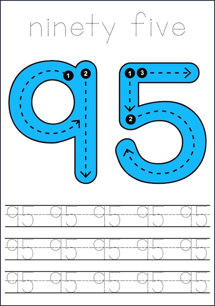 vector cute number 1 to 100 tracing worksheets