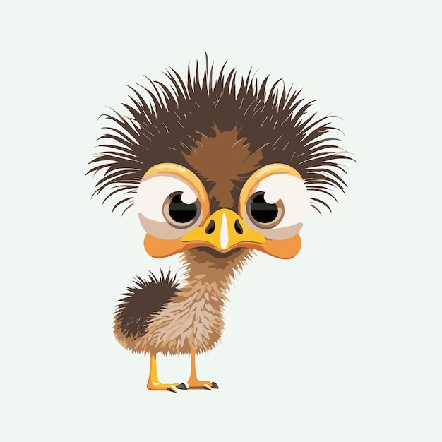 vector cute ostrich cartoon style