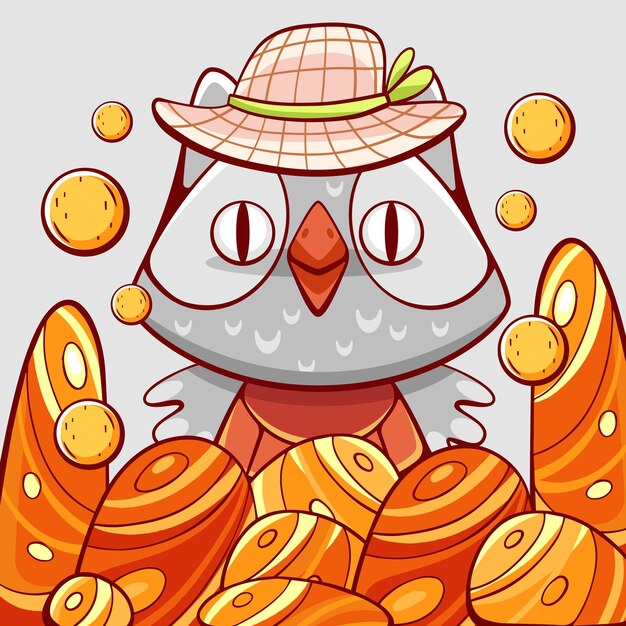 Vector cute owl in cartoon style