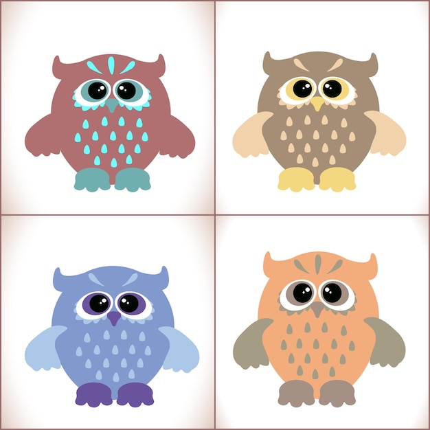 Vector cute owls