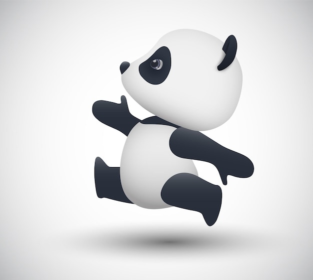 Vector cute panda goes in for sports isolated on white background