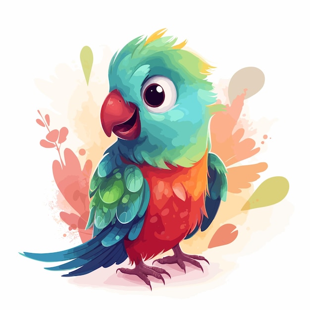 A vector of a cute parrot with bright colors