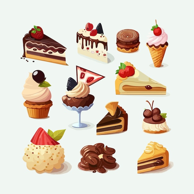 Vector vector cute pastries cartoon style