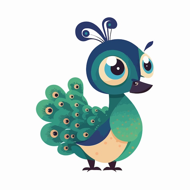 Vector cute peacock cartoon style