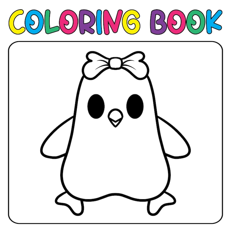 Vector children039s 색칠 페이지 벡터 아이콘 그림을 위한 벡터 귀여운 펭귄