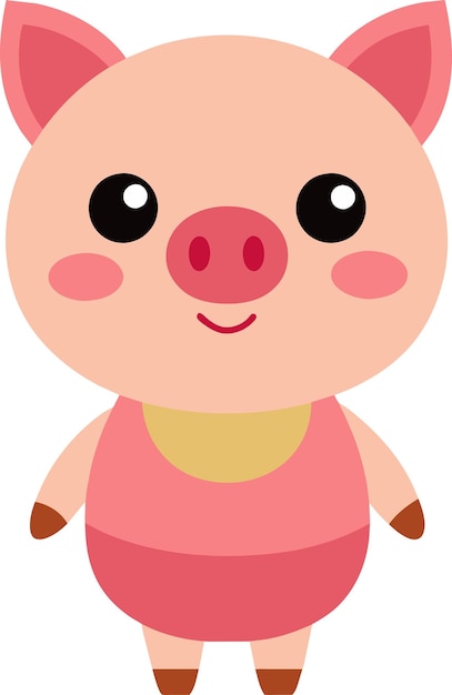 vector cute pig cartoon character illustration isolated