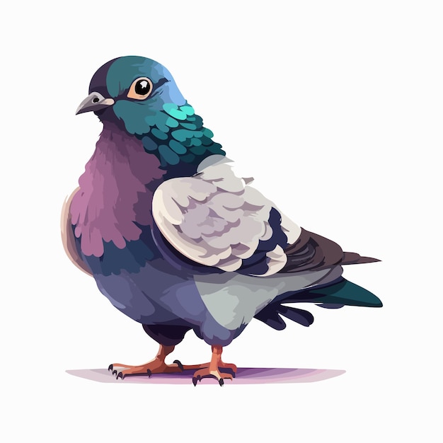 Vector cute pigeon cartoon style