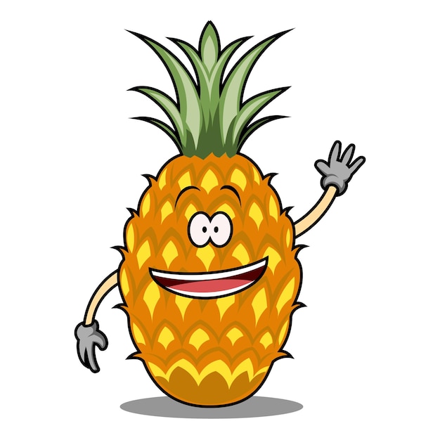 Vector cute pineapple fruit with raised hands