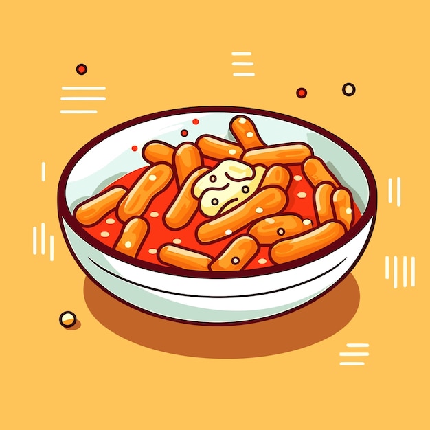 Vector of a cute and playful food bowl with a hand drawn face