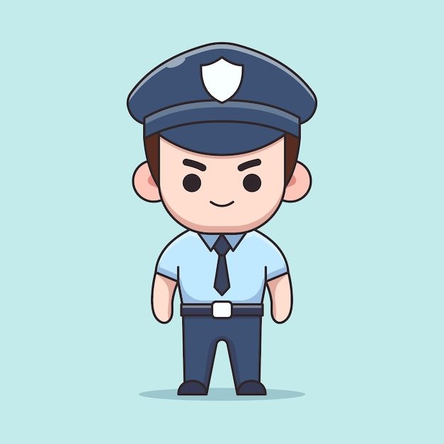 Vector vector cute police man cartoon illustration concept isolated flat style