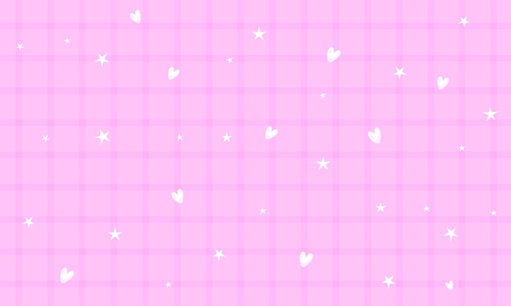 Vector vector cute purple gingham plaid checkered pattern with heart and star background