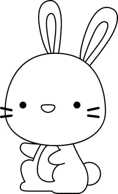 a vector of a cute rabbit in black and white coloring