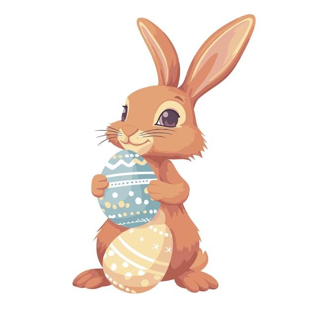 Vector cute rabbit holding easter eggs