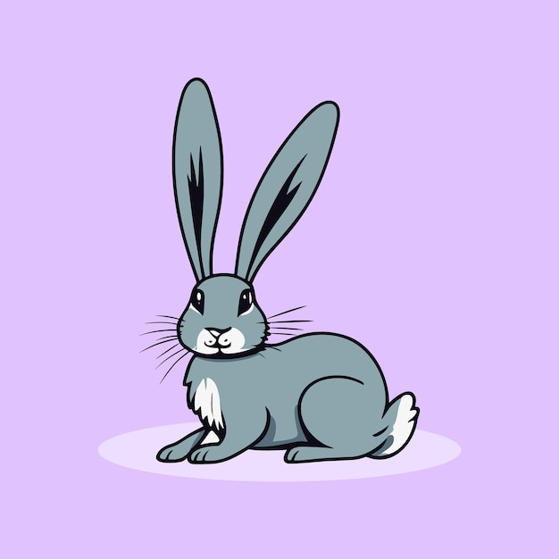 Vector cute rabbit sitting cartoon vector icon illustration