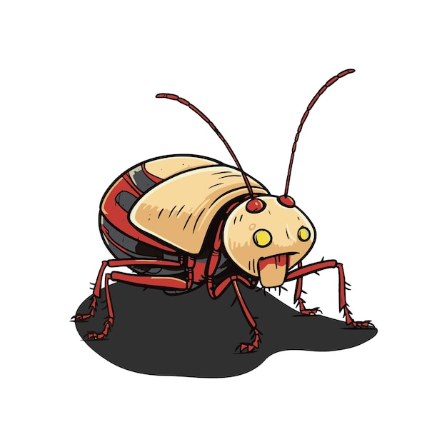 Vector vector cute red beetle on white background