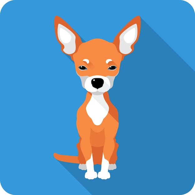 Vector vector cute red dog chihuahua icon flat design