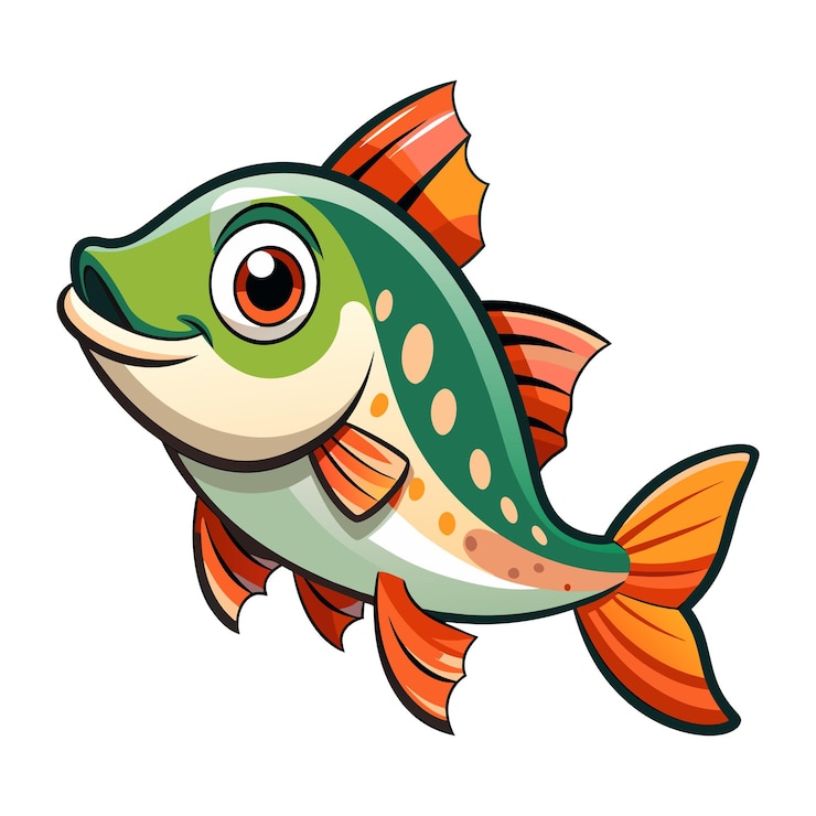 Vector 白い背景の可愛いサーモン魚の漫画のベクトル