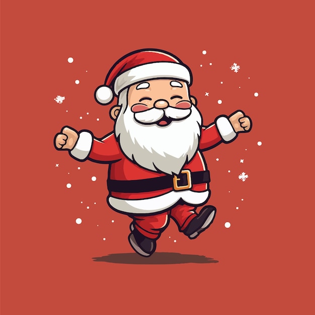 Vector cute santa claus and present simple flat design character illustration