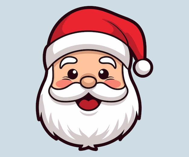 Vector vector cute santa presents santa face with hat beard for a winter holiday