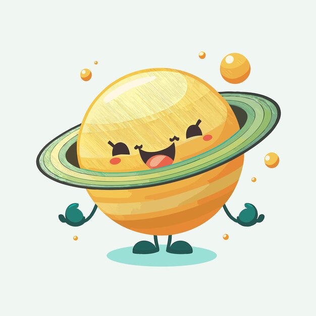 Vector cute saturn cartoon style